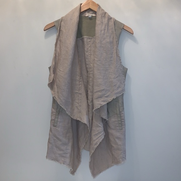 JAKETT ETC Linen & Leather Vest - Picture 1 of 10